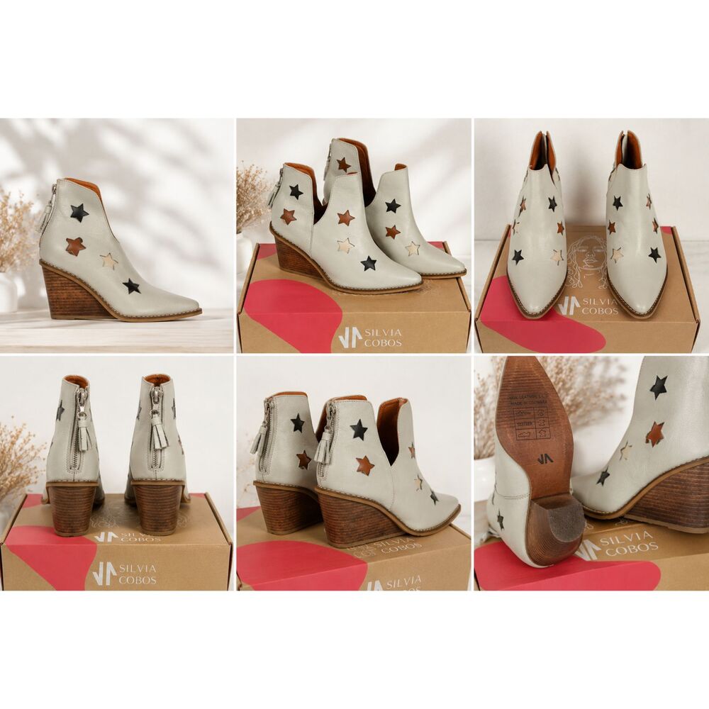 Silvia Cobos Shoot for the Moon Leather Ankle Boots Sz 7 Western Pointed Toe NWT